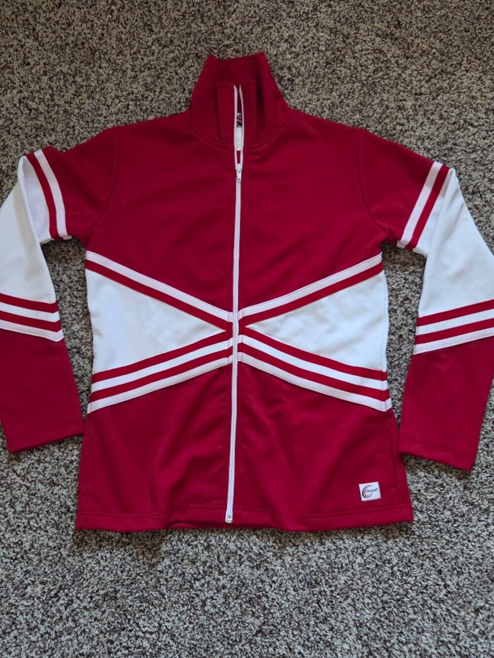 Vintage Chasse Cheerleader Track Jacket Womens Med Red White Full Zip High Neck